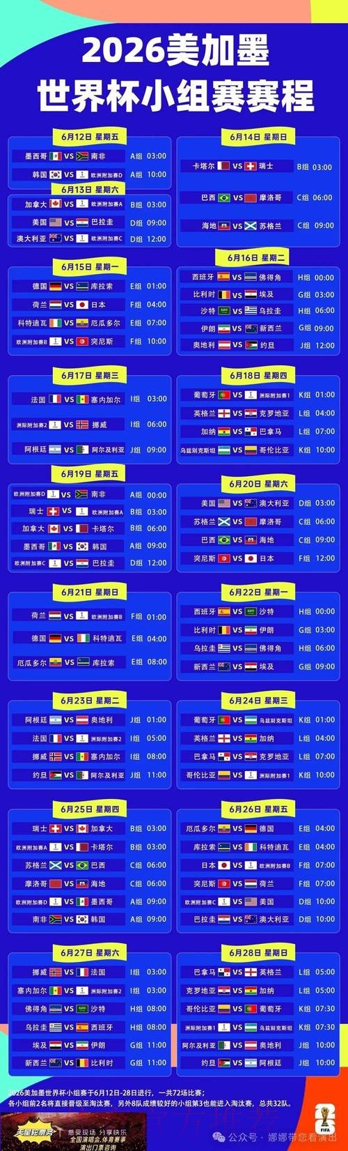 2026世界杯每日赛程完整版最新时间表怎么查 2026世界杯每日赛程完整版最新时间表怎么查